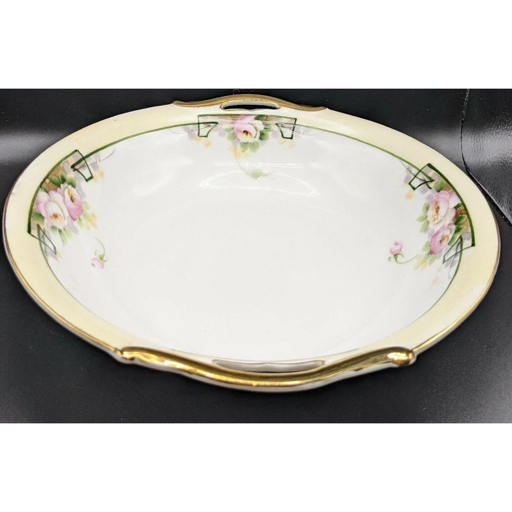 Antique Nippon Large Bowl Serving Dish Hand Painted Japan